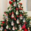 9/18pcs Vintage Christmas Wooden Ornaments Set Snowman & Tree Decorations with Hanging Rope for Xmas Holiday Home & Party Decor