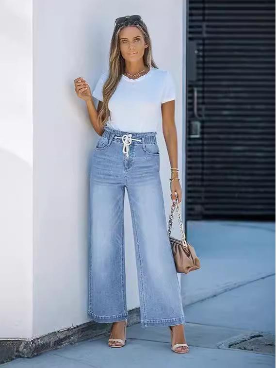 Jeans a zampa larga da donna con vita alta elasticizzata - Stile Y2K (2024)