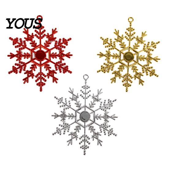 Three Dimensional Snowflake Hanging Ornaments 3Pcs Christmas Tree Snowflakes Ornaments, 10cm Glitter Plastic Holiday Party Decor for Decorations