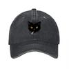 Black Cat Embroidered Washed Canvas Baseball Cap with Cool Feline Design for Casual Streetwear Style and Everyday Wear