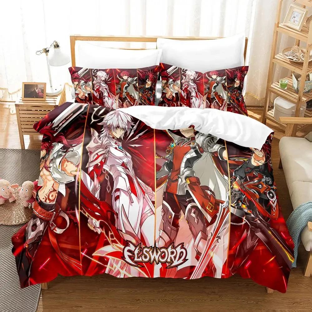 

Comforter Elsword Bedding Set Single Twin Full Queen King Size Duvet Anime Bed Set For Adults Bed Set Comforter (quilt)-EU Single(135*200cm)3pcs