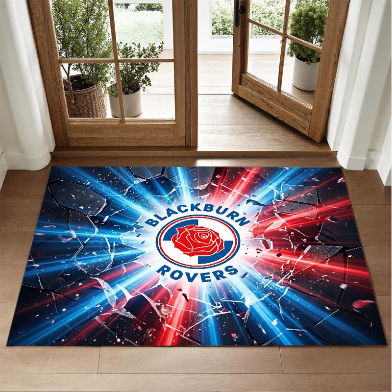Blackburn Rovers Football Design Crystal Velvet Rug Soft Decorative Mat for Bedroom Entrance