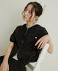 Adaul Shirring Half Windbreaker - Black