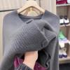 Raccoon Velvet Gray Sweater Women's Autumn and Winter New Loose Lazy Knitted Cardigan