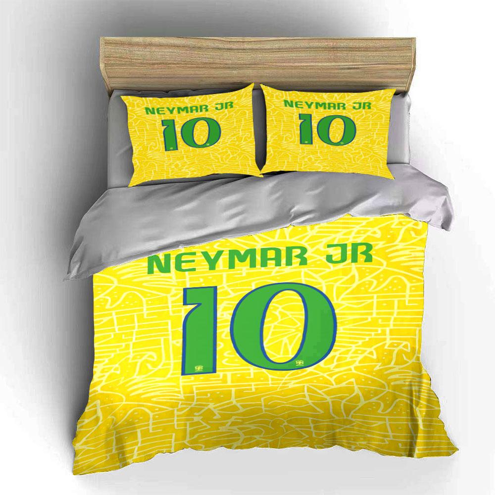Sfondo giallo, testo Neymar Jr Set biancheria da letto Set copripiumini Copripiumini Federe(1 * Copripiumino 2 * Federe senza imbottitura per piumino)