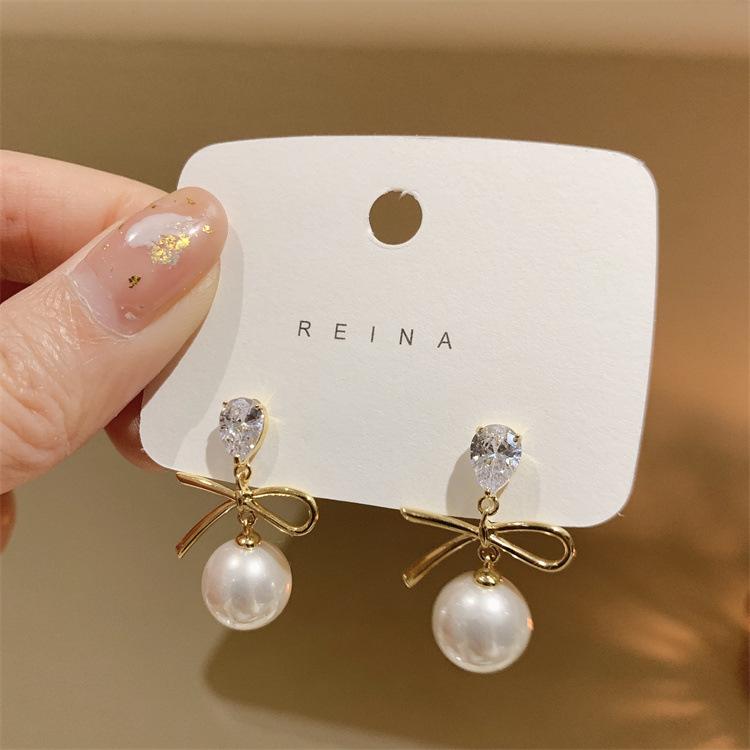 Korean Dongdaemun Knotted Pearl Earrings - Elegant Summer Versatile Design