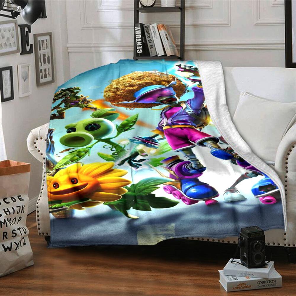 Plants Vs. Zombies Blanket Durable Comfort Great for Bedding Sofa Seaside Four Seasons Multipurpose Digital Print