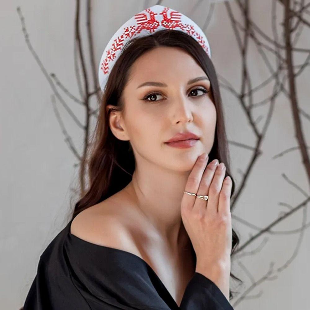 Floral Embroidery Crown Headband Elastic Hair Band New Hairpin Headband  Hair Accessories