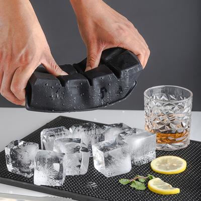 Ice Cube Mold Large Silicone Square Ice Cube Tray 6 Grids Design Ice Making Mold with Lid for Home Kitchen