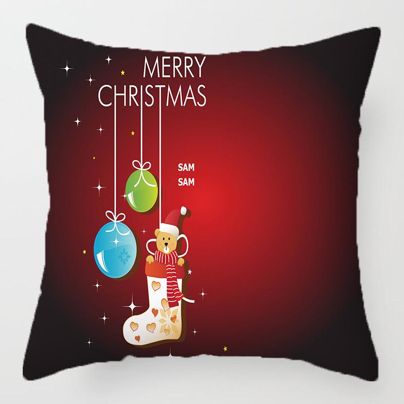Christmas Golden Cartoon Throw Pillow Cover With Short Plush Print For Living Room Sofa Decoration Cushion Cover Pillow Covers