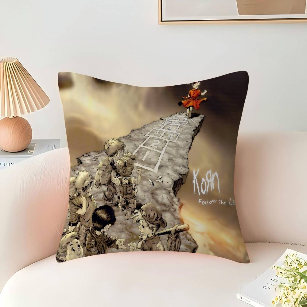 Korn Rock Band Music Cushion Cover Pillowcase Upholstery Sofa Throw Pillow Home Decor Pillowcas