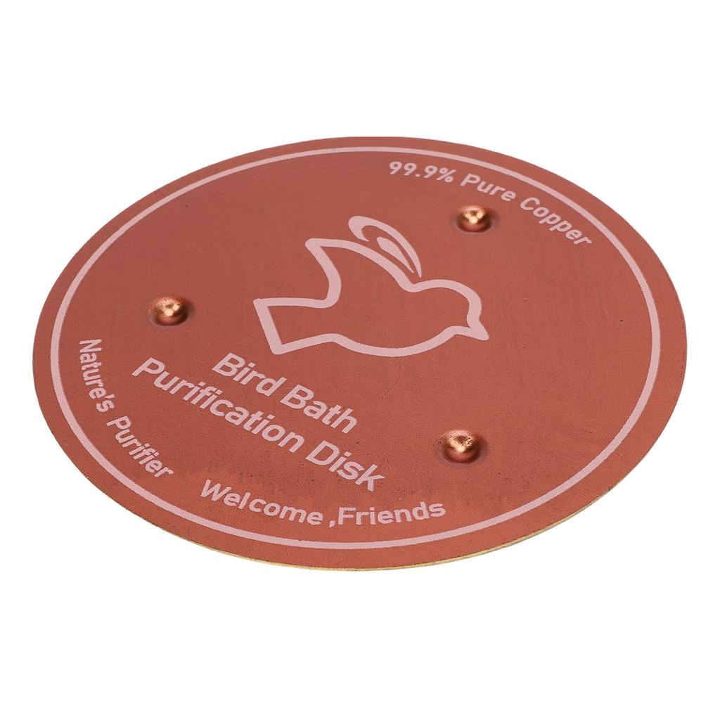 Bird Bath Copper Disk 99.99percent Pure Copper Water Cleaner 1mm Thick with Stable Triple Point Support for Outdoor