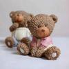 2Pcs Cartoon Couple Bear Resin Figurine, Handmade Sitting Standing Bear Statue, Vintage Animal Sculpture Table Ornament for Home, Office