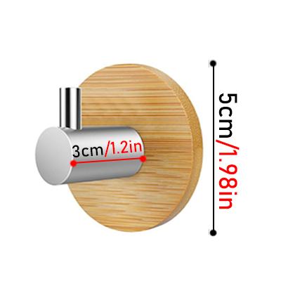 Bamboo Clothes Hook Towel Keys Adhesive Hook Stainless Steel Rustproof Coat Towel Holder Kitchen Bathroom Decorative Hanger