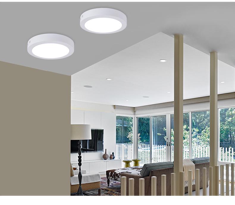 Surface Mounted LED Downlight Panel: Square/Round Fixtures, No Cut-Out Needed