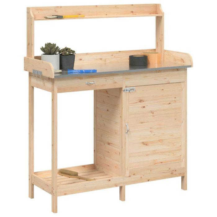 Table de rempotage en bois massif de sapin - VIDAXL - Hauteur 84 cm - Marron