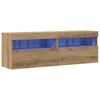 Wall Mounted TV Cabinet with LED 2 Pcs Artisan Oak 60 X 30 X 40 Cm