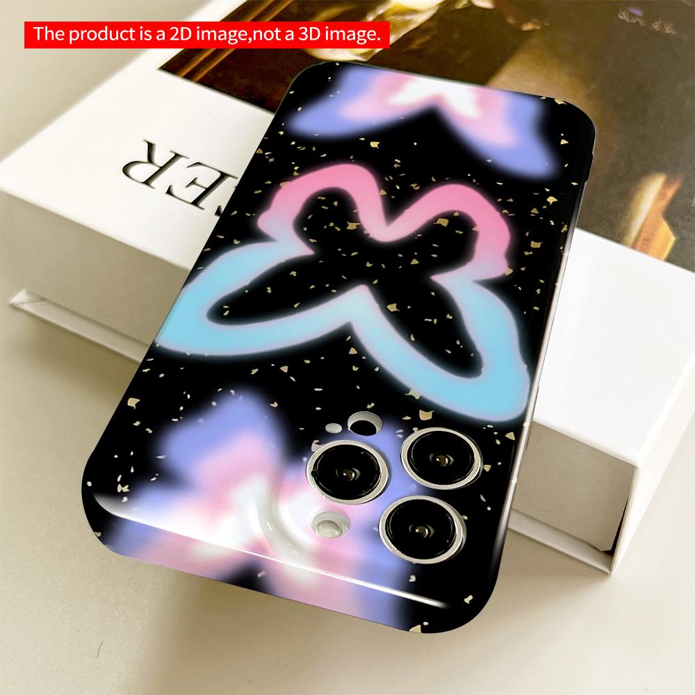 Glowing Butterfly Confetti Phone Case All Inclusive Film Hard Phone Case, Compatible with iPhone 18 Pro Max 17 16 15 14 13 12 11