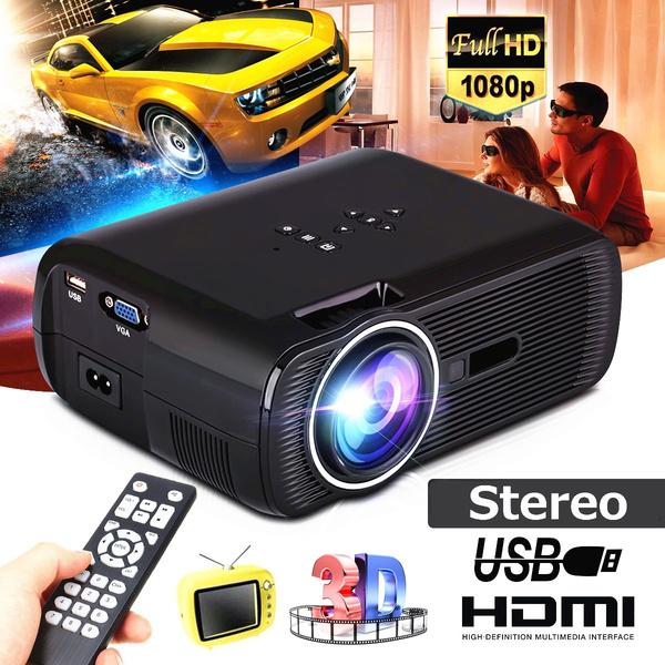 Portable Projector Support 1080P 1500LMs 3D HD LCD Display Home Projector Home Cinema Movie Video Theater Office Beamer Sync Screen White