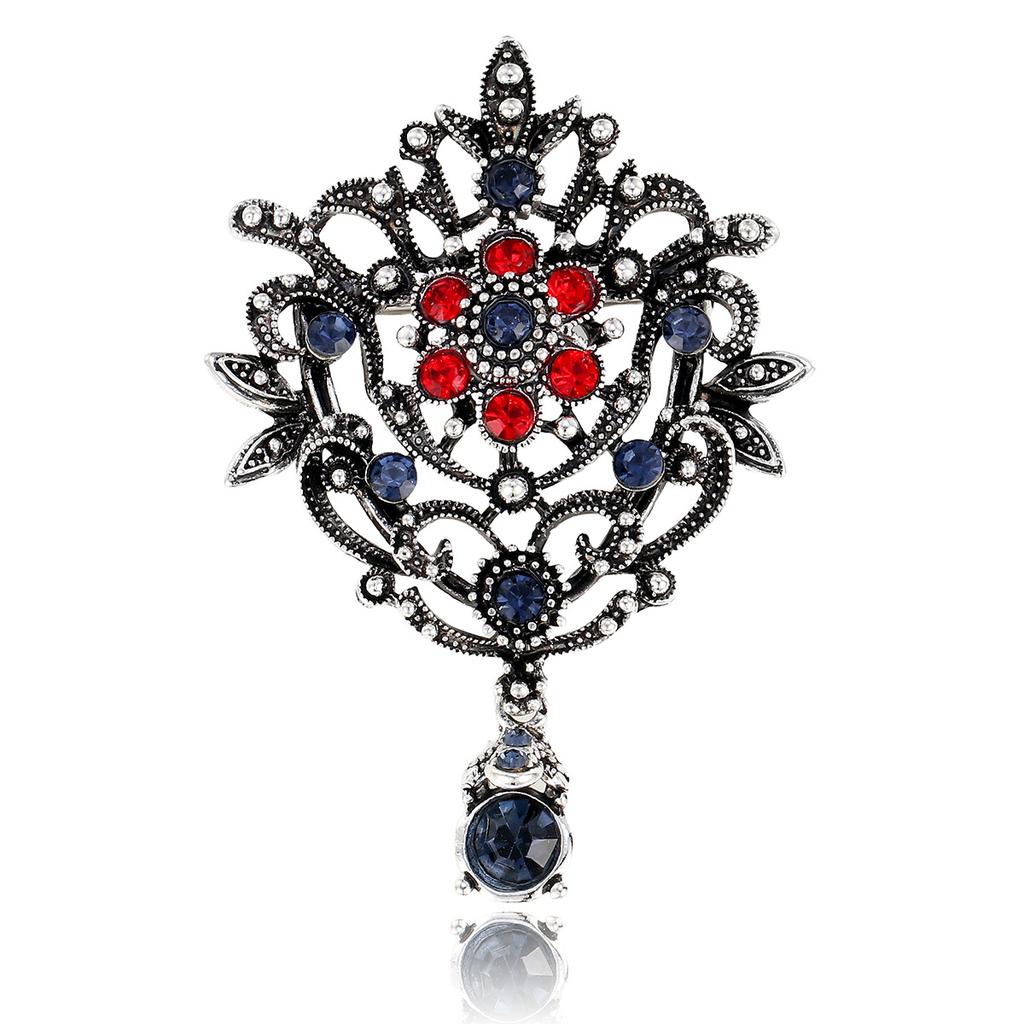 Vintage Crystal Flower Brooches Women Crown Brooch Pin Clothing Accessories Female Jewelry Gifts