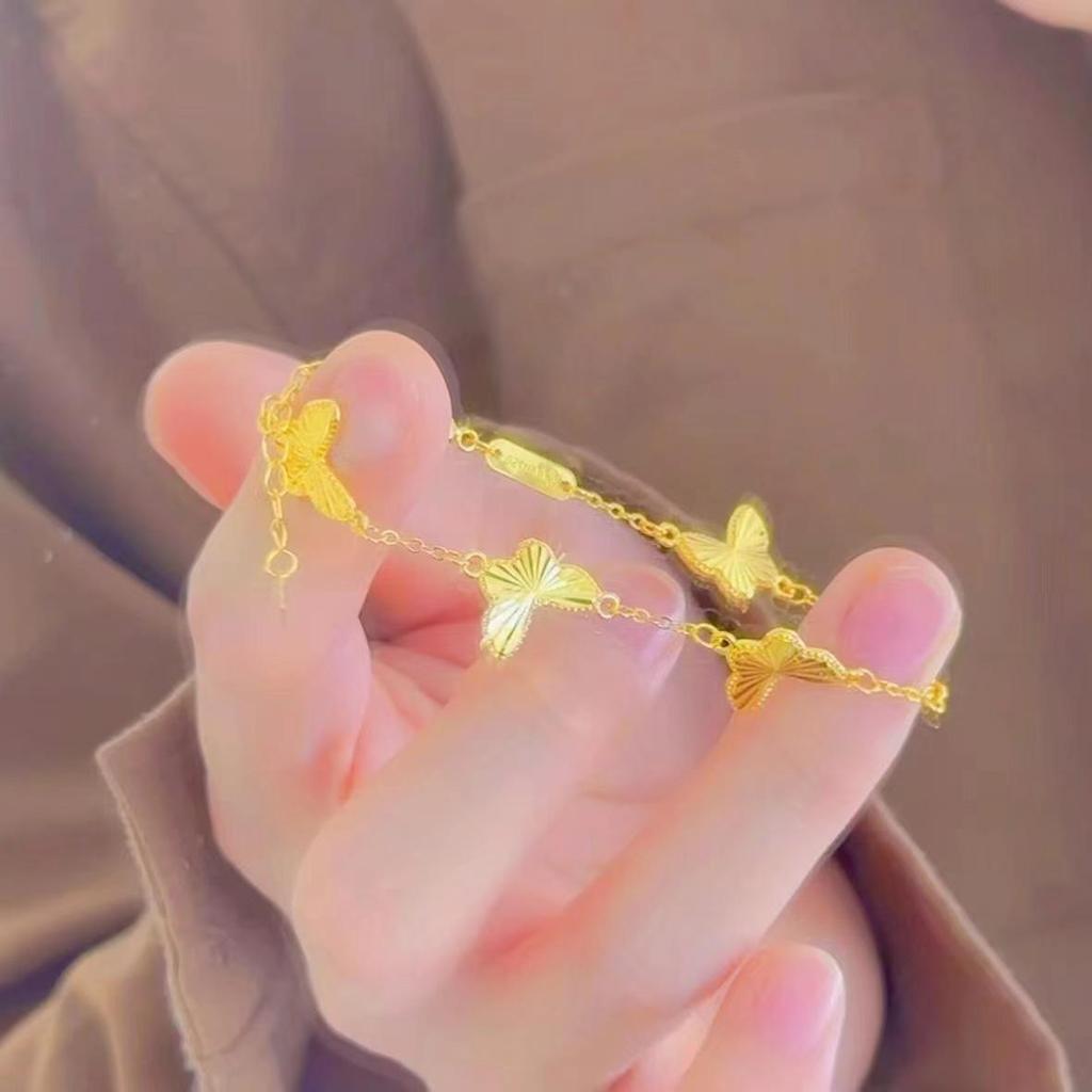24K Gold Plated Flashing Laser Butterfly Bangle: Elegant, Fashionable, and Versatile Women's Bracelet