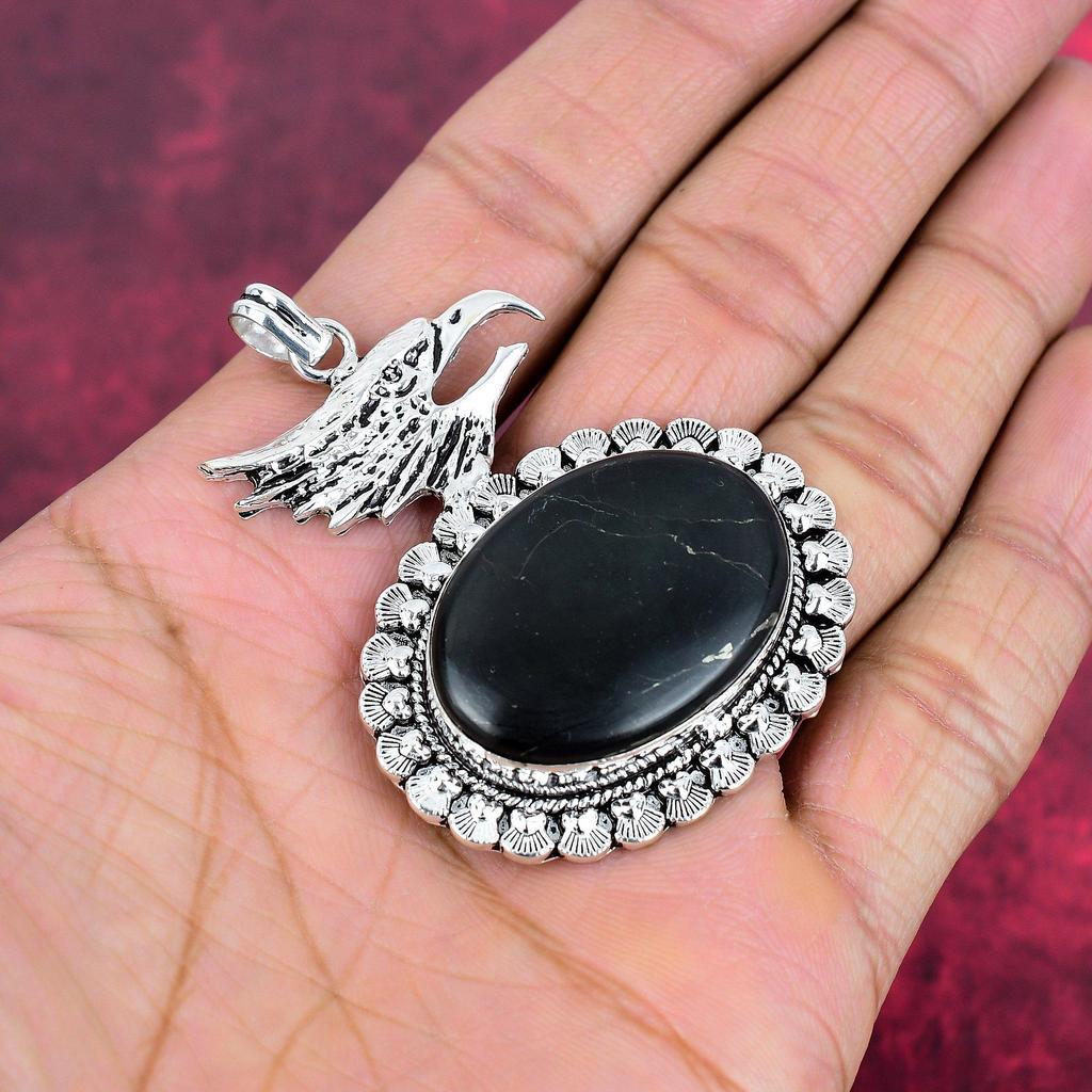 Shungit-Anhänger, 925 Sterling Silber Edelstein Schmuck, handgefertigter Anhänger, für Thanksgiving