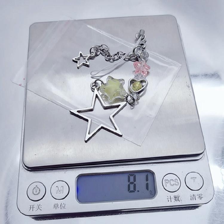 Stylish Star Beaded Phone Chain Alloy Material Star Keychain Bag Decoration