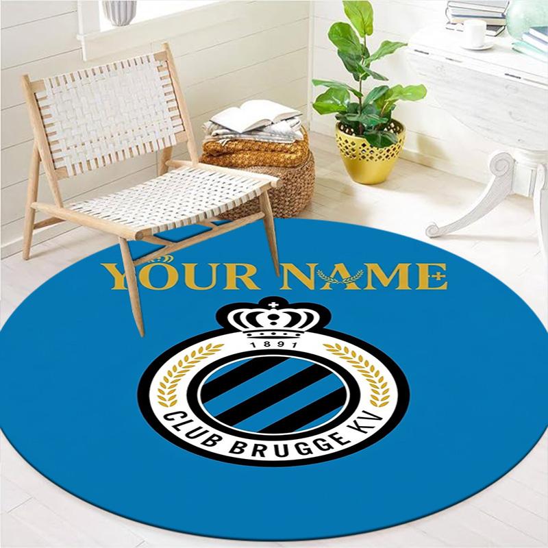 Club Brugge Kv Crest Custom Name Round Area Rug Carpet Rug For Living Room Bedroom Sofa Playroom Decor Nonslip Floor Mat
