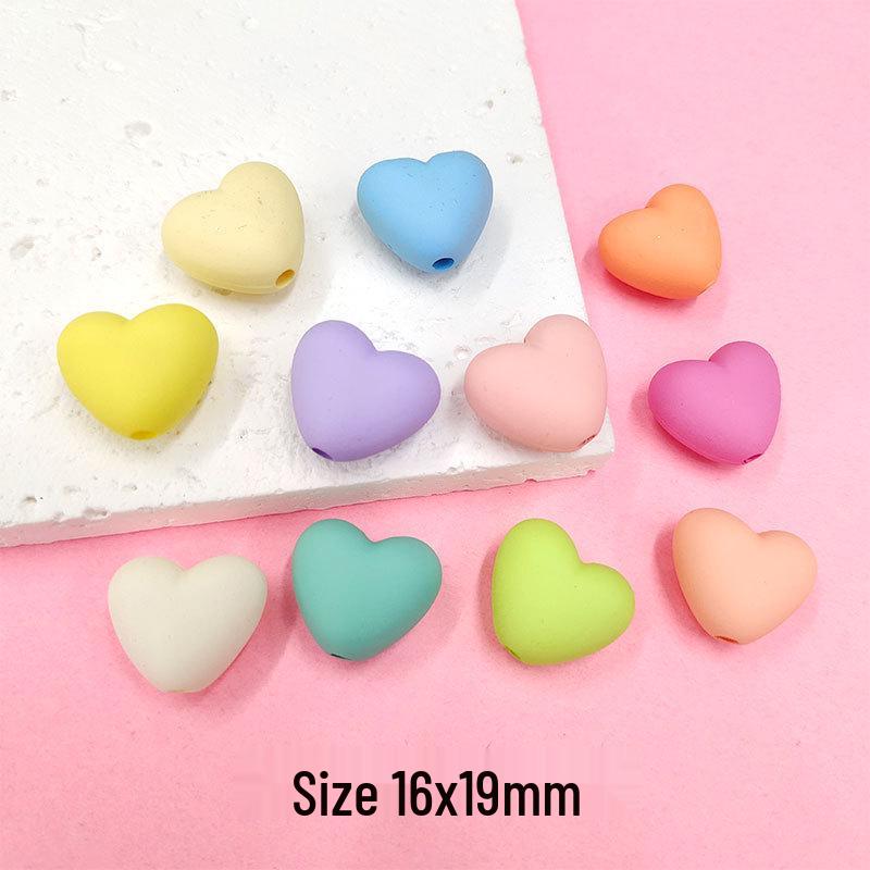 Perles Macaron Cœur - Cœur Pêche en Caoutchouc Tactile pour Collier, Bracelet et Accessoires de Cheveux DIY (E18)