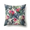 Polyester Pillowcase Nordic Ins Style Plant Flower Print Peach Leather Velvet Pillowcase Car Waist Cushion Cover