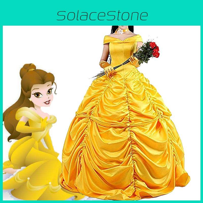 Elegant Fairytale Beauty And The Beast Princess Belle Cosplay Costume Dress For Women