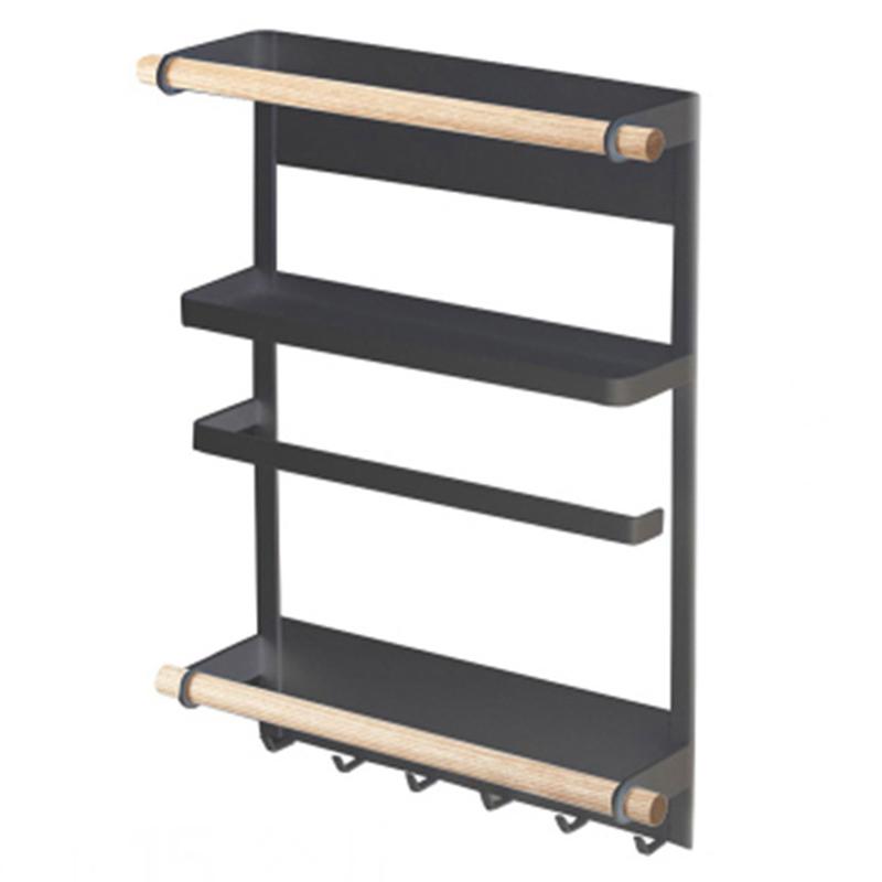 

Iron+Wood Magnetic Refrigerator Storage Shelf Kitchen Tools Hanging Storage Rack B