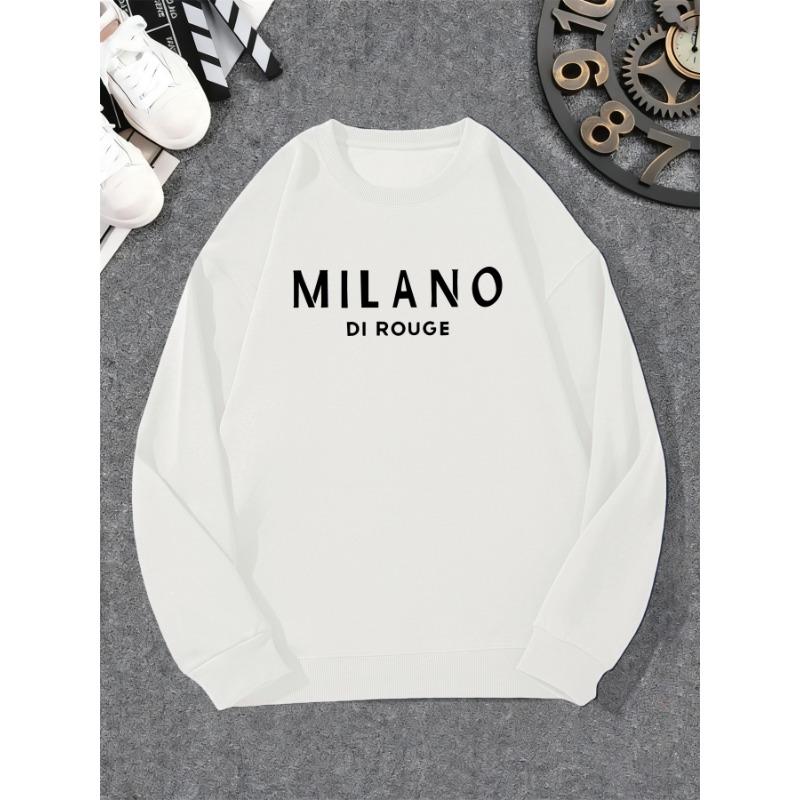 Men's Milano Di Rouge Slogan Print Casual Crewneck Sweatshirt.