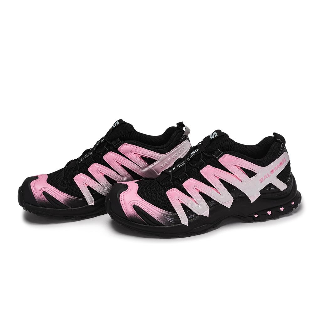 SALOMON XA PRO 3D 811 Manufacturing, Cat Paw Sweetheart Low top Outdoor Shoes Unisex Black Pink Silver 491274(Team80-S-BOX)
