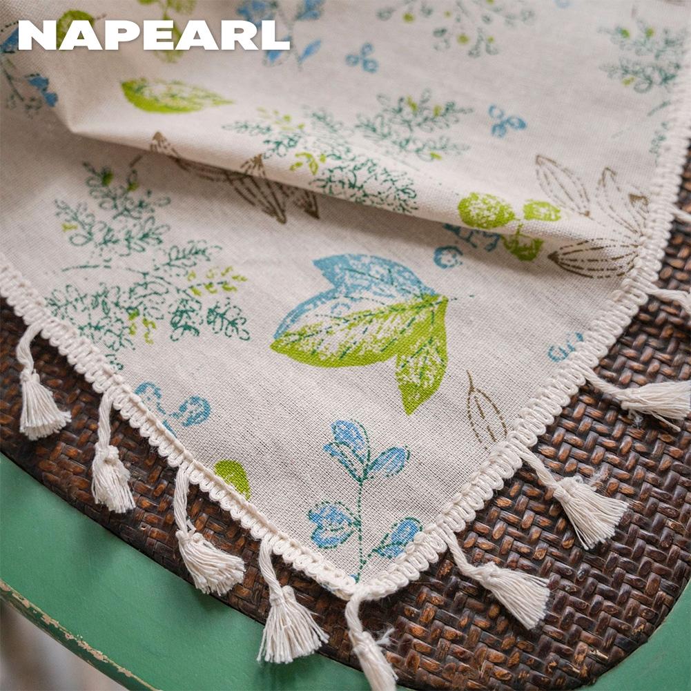 1 stk NAPEARL Bomull og Lin Trykte Beige Dusker Halvmørkleggende Gardiner for Små Vinduer Balkong Hjemmedekor