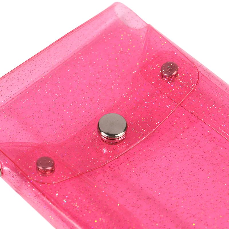 Glitter Transparent Coin Purse Pvc Photo Card Wallet For Girls Clear Mini Hasp Change Pouch Keychain