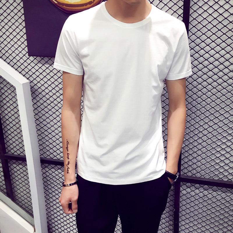 Korean Style Slim Fit Round Neck Men's Short-Sleeve T-shirt - Trendy 2025 Summer Base Layer