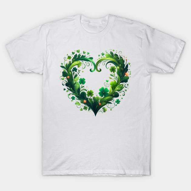 Men Black Print T-shirt Heart Irish Shamrock St Patrick Day No-Cut Transfer Paper Print Cotton Tshirt S