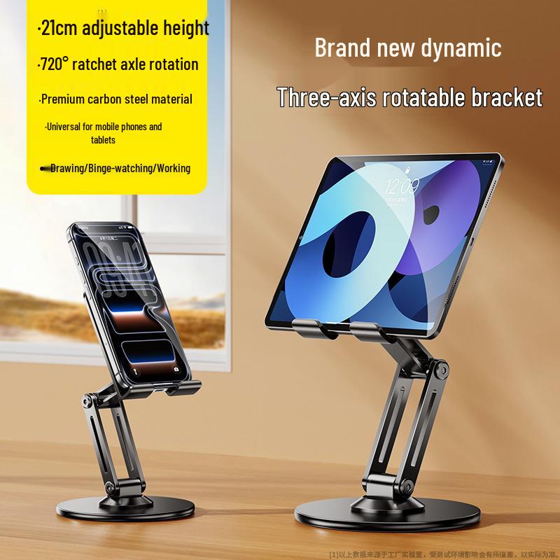 Foldable 360° Rotating Metal Phone & Tablet Stand for Live Streaming