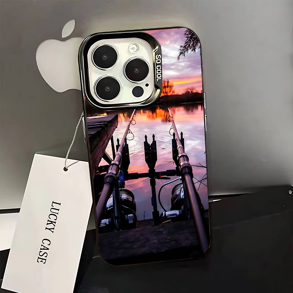 

Carp Fish Fishing rod coque Phone Case For iPhone 16,15,14,13,12,11,Pro,XS,Max,Plus,Mini,SE Black Candy Matte Shockproof Cover iPhone15pro