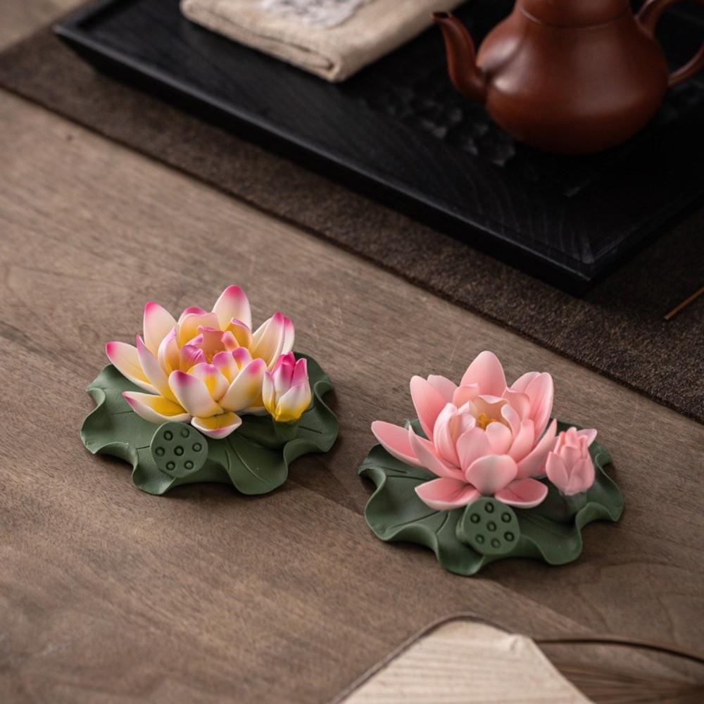 Zen Chinese Style Lotus Tabletop Incense Base Sleep Aid Lotus Censer Holder For Household Aroma