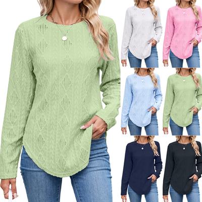 Women Tops Long Sleeve R-Neck Shirts Fall Fashion  Casual Business Tunic Blouses