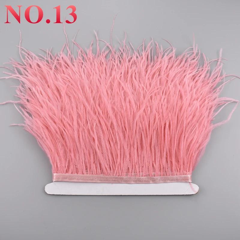 10Meters/Lot Ostrich Feathers On Ribbon Tape 10-15Cm  Feather Trim Boa For Clothes Sewing Fringe Diy Wedding Decoration