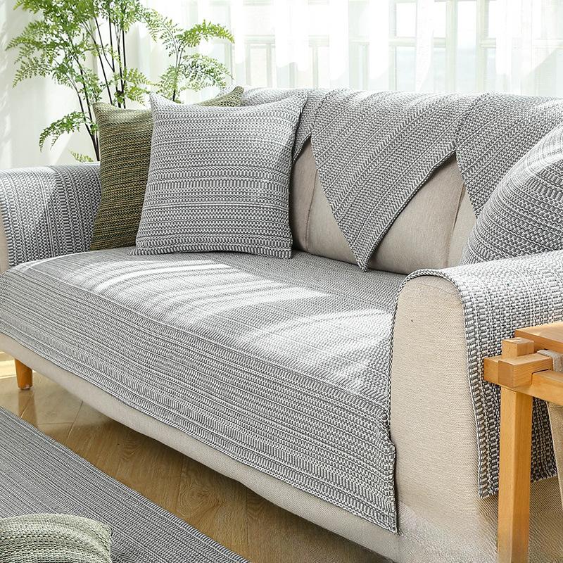 Sofa Cushion Cotton and Linen Four Seasons Universal Non-Slip Fabric Cushion Linen Old Coarse Cloth Sofa Cover Cover Cloth Simple Modern