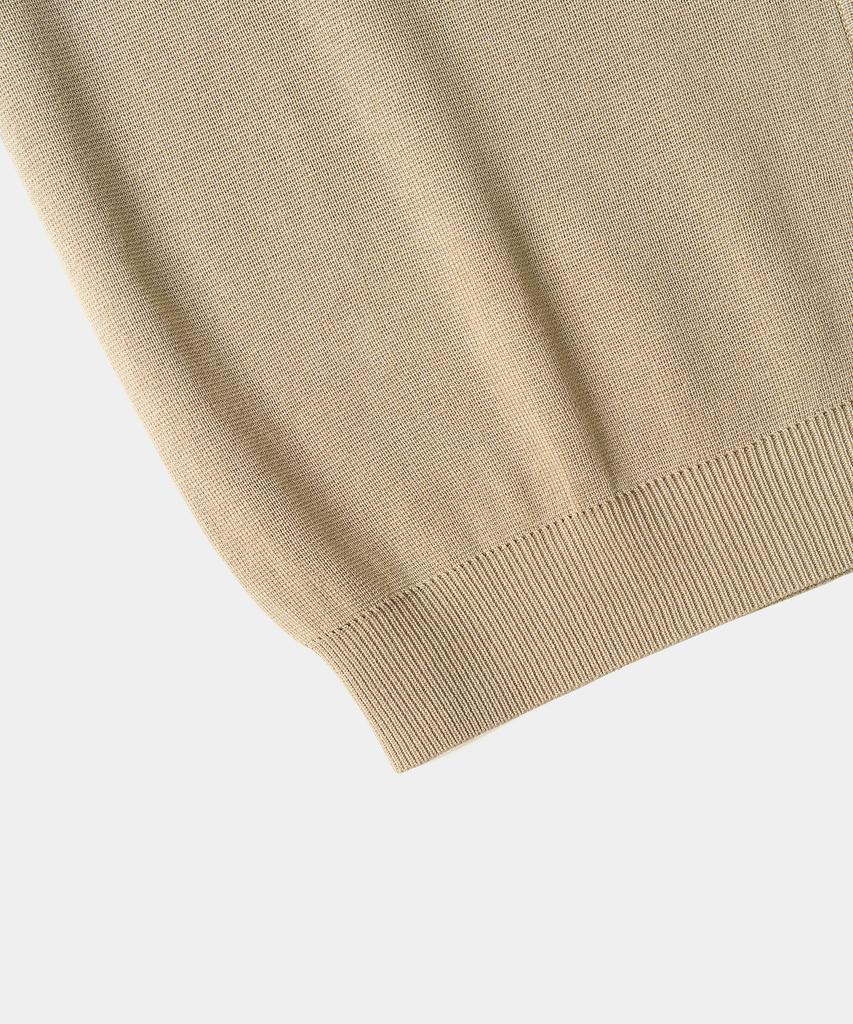 Excontainer Essential Collar Half Knit Cardigan (Beige)