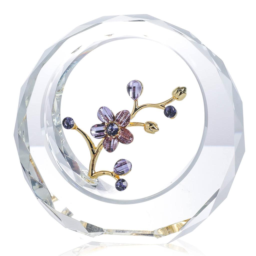 Popular Birthday Gift for Women, Mothers, Wives, Girlfriends, and Grandmas: Authentic K9 Crystal Inlaid Plum - Never-Fading Flower (Purple)