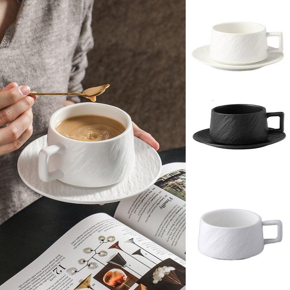 Heat-resistant Cup and Plate Set Comfortable Handle Breakfast Mug  Commercial