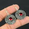 Round Mozambique Garnet Stone 925 Sterling Silver Dangling Wedding Hook Earrings