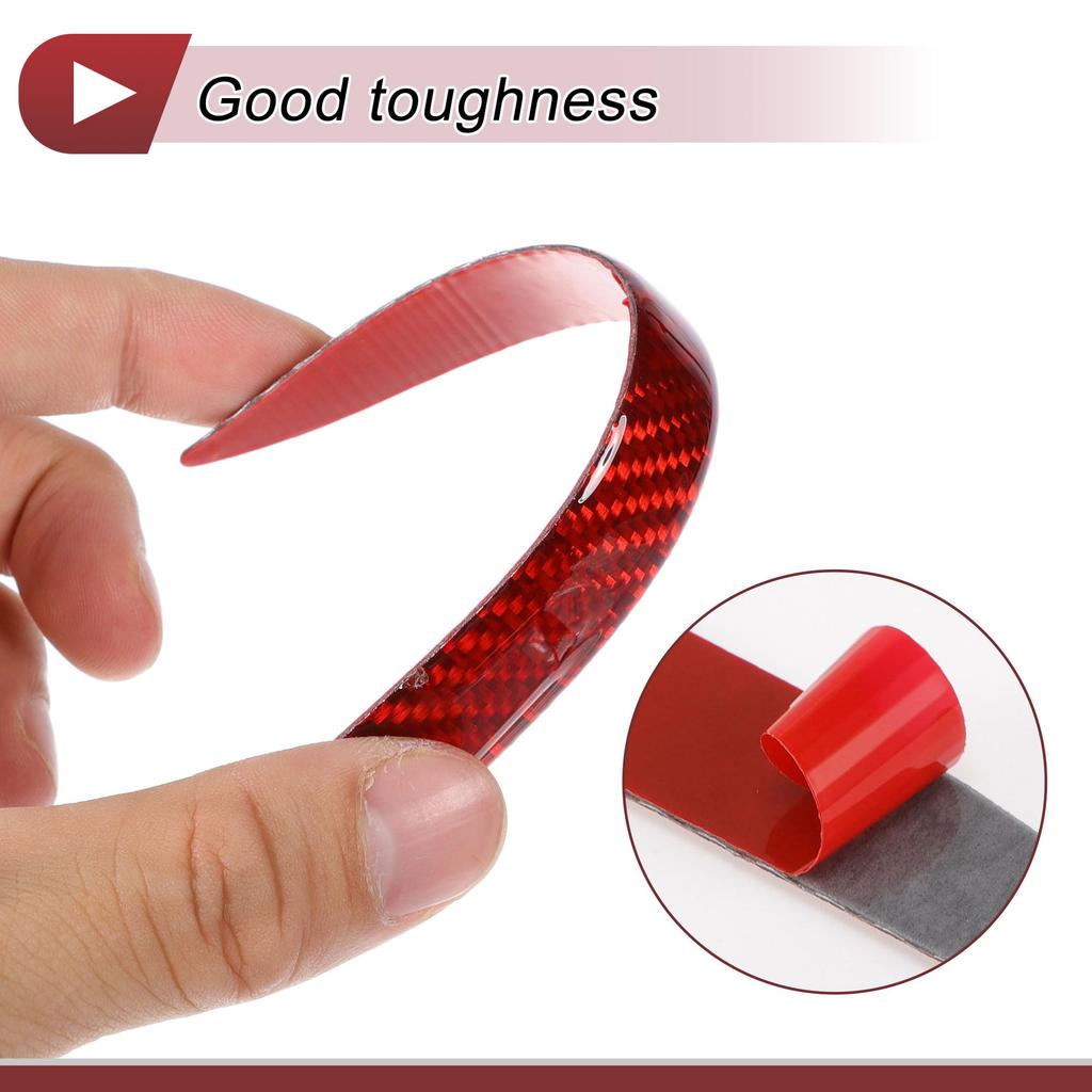 HEROFFIX 1 Set Stötsäkra Låskantslister för Bil Justerbar Backspegel Dörrbuffertskydd Röd Kolfiber