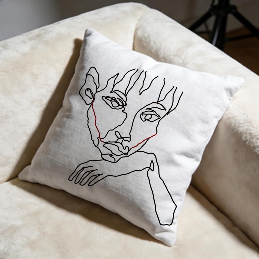 Minimalist Art Drawing Cushion Cover Soft Decorative Pillow Case Suitable for Bedroom Sofa Car Travel Use